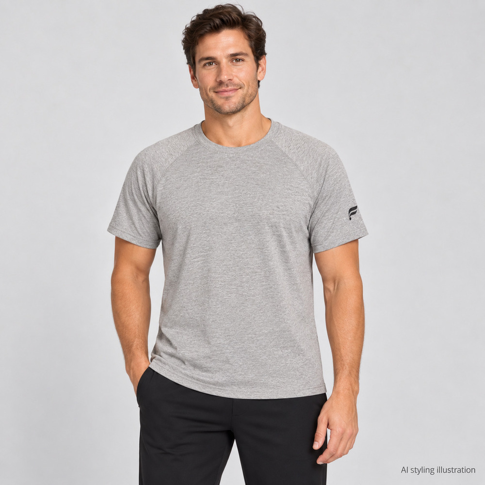 Fabletics Men's Heather Gray Short Sleeve Athletic Tee Size S